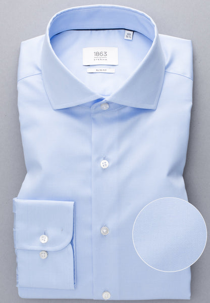 ETERNA LANGARM HEMD LUXURY SHIRT SLIM FIT UNI TWILL HELLBLAU