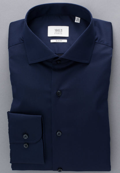 ETERNA LANGARM HEMD LUXURY SHIRT SLIM FIT UNI TWILL MARINE