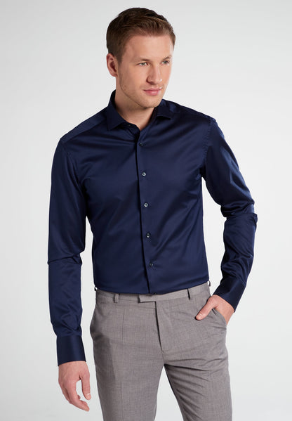 ETERNA LANGARM HEMD LUXURY SHIRT SLIM FIT UNI TWILL MARINE
