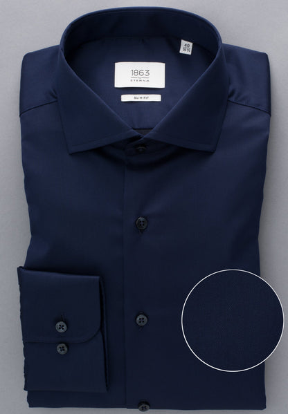 ETERNA LANGARM HEMD LUXURY SHIRT SLIM FIT UNI TWILL MARINE