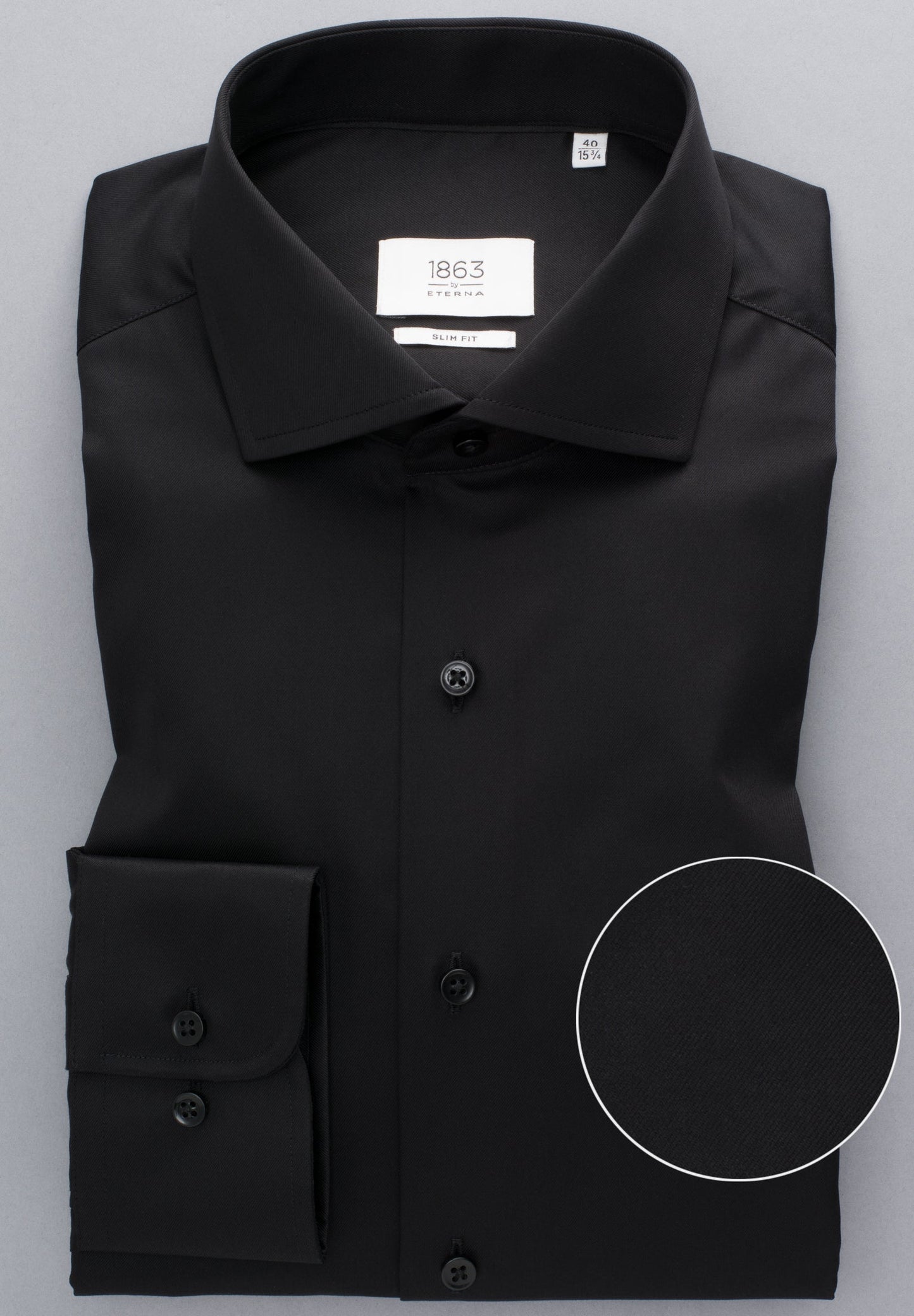 ETERNA LANGARM HEMD LUXURY SHIRT SLIM FIT UNI TWILL SCHWARZ