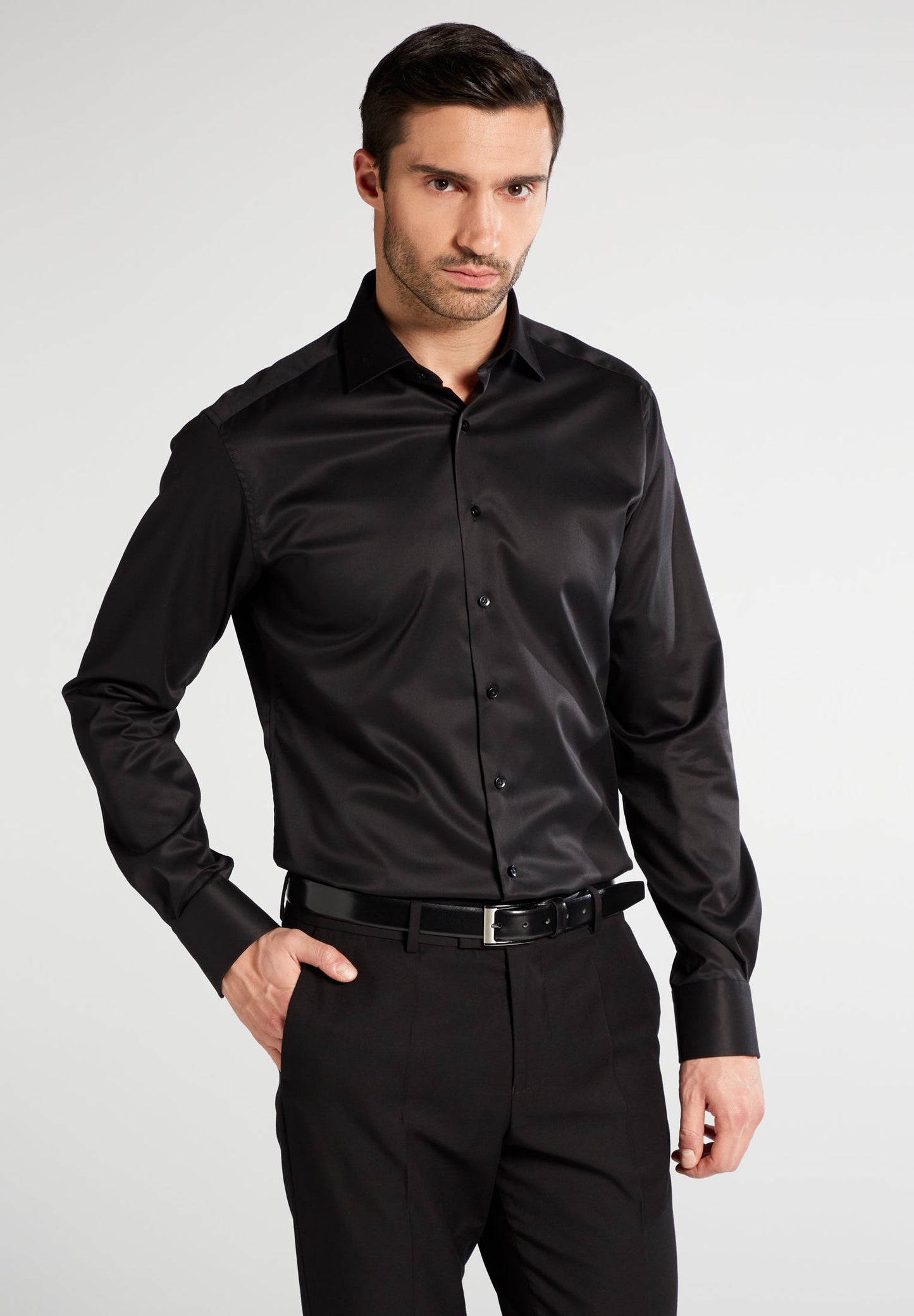 ETERNA LANGARM HEMD LUXURY SHIRT MODERN FIT SCHWARZ