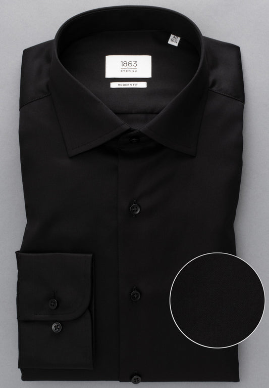 ETERNA LANGARM HEMD LUXURY SHIRT MODERN FIT SCHWARZ