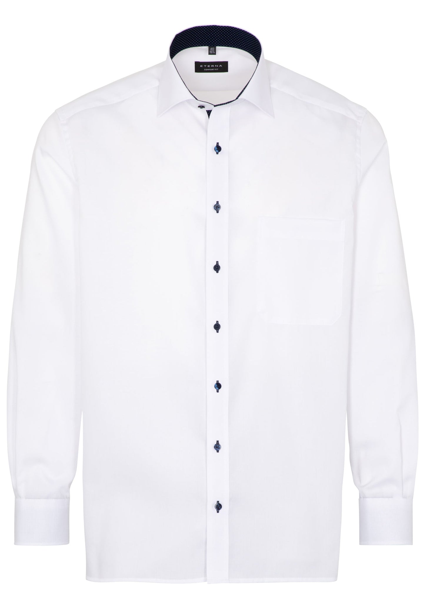 ETERNA LANGARM HEMD COMFORT FIT FEIN OXFORD WEISS MIT PATCHUNG
