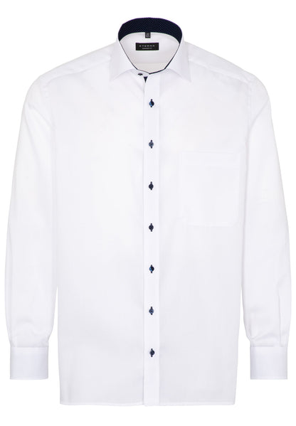 ETERNA LANGARM HEMD COMFORT FIT FEIN OXFORD WEISS MIT PATCHUNG