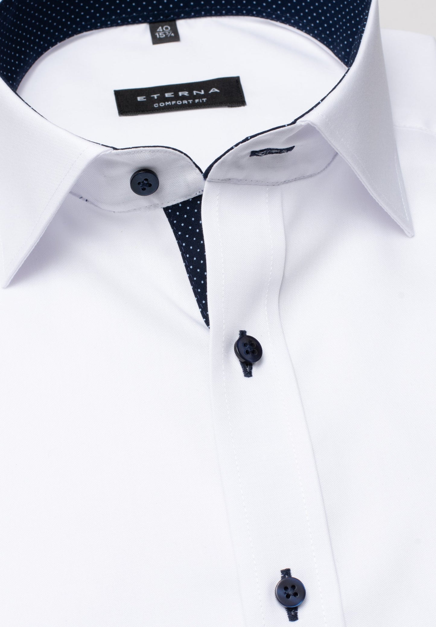 ETERNA LANGARM HEMD COMFORT FIT FEIN OXFORD WEISS MIT PATCHUNG