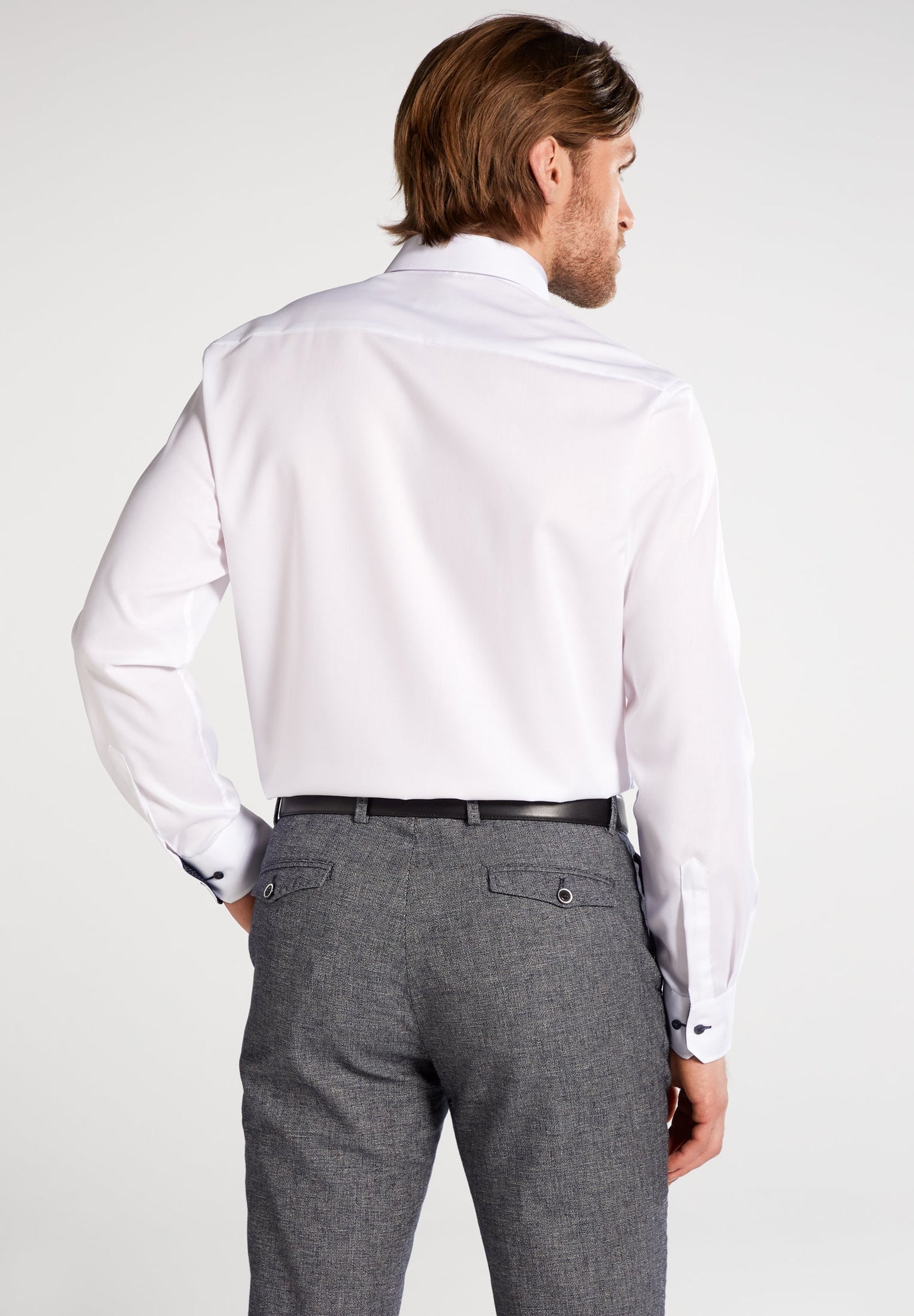 ETERNA LANGARM HEMD COMFORT FIT FEIN OXFORD WEISS MIT PATCHUNG