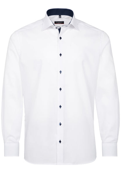ETERNA LANGARM HEMD MODERN FIT FEIN OXFORD WEISS MIT PATCHUNG