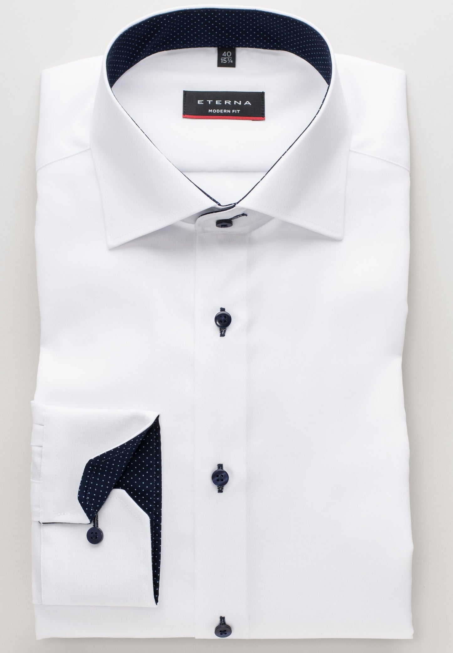 ETERNA LANGARM HEMD MODERN FIT FEIN OXFORD WEISS MIT PATCHUNG