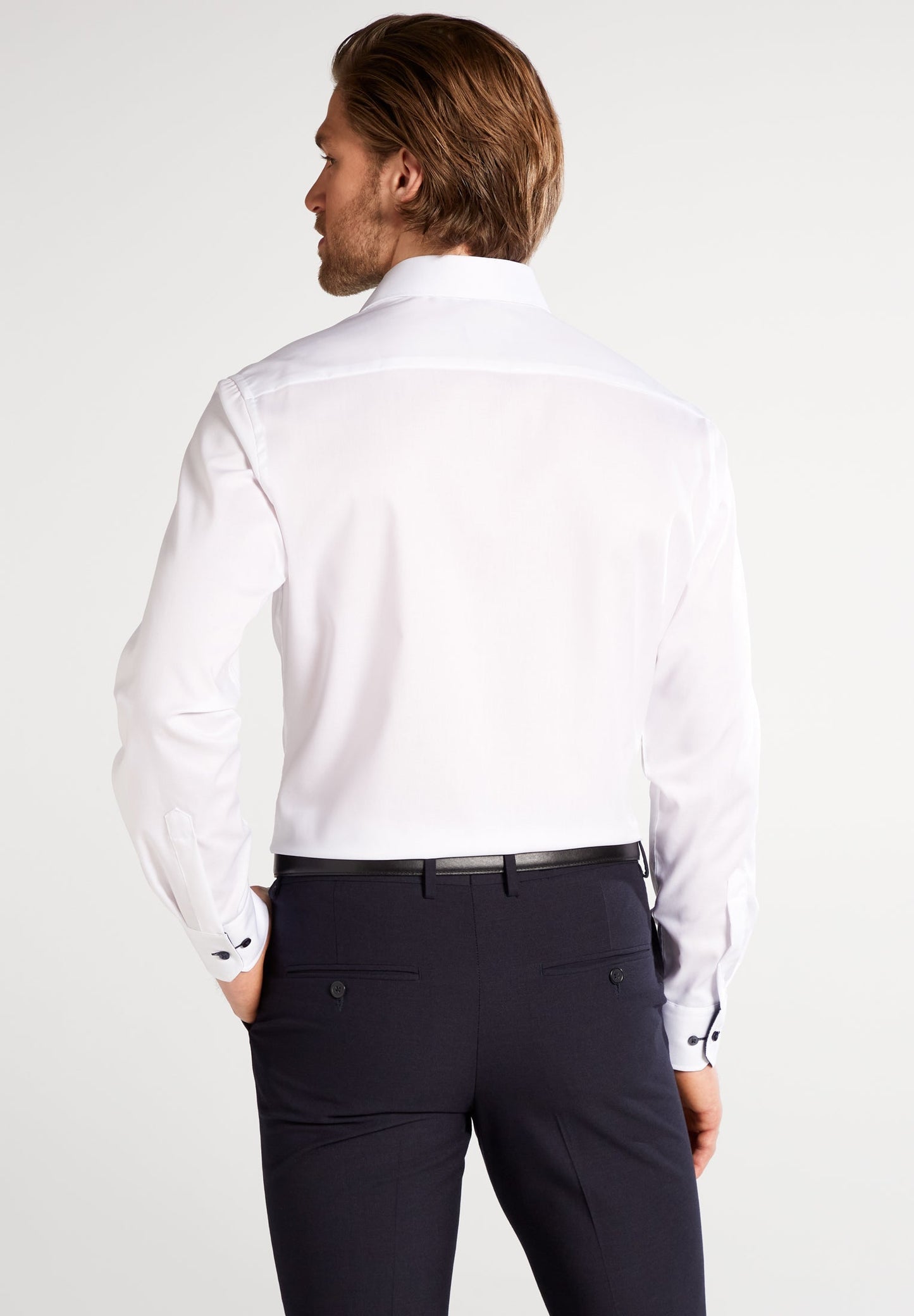 ETERNA LANGARM HEMD MODERN FIT FEIN OXFORD WEISS MIT PATCHUNG