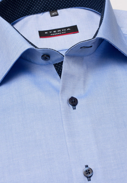ETERNA KURZARM HEMD MODERN FIT FEIN OXFORD MITTELBLAU