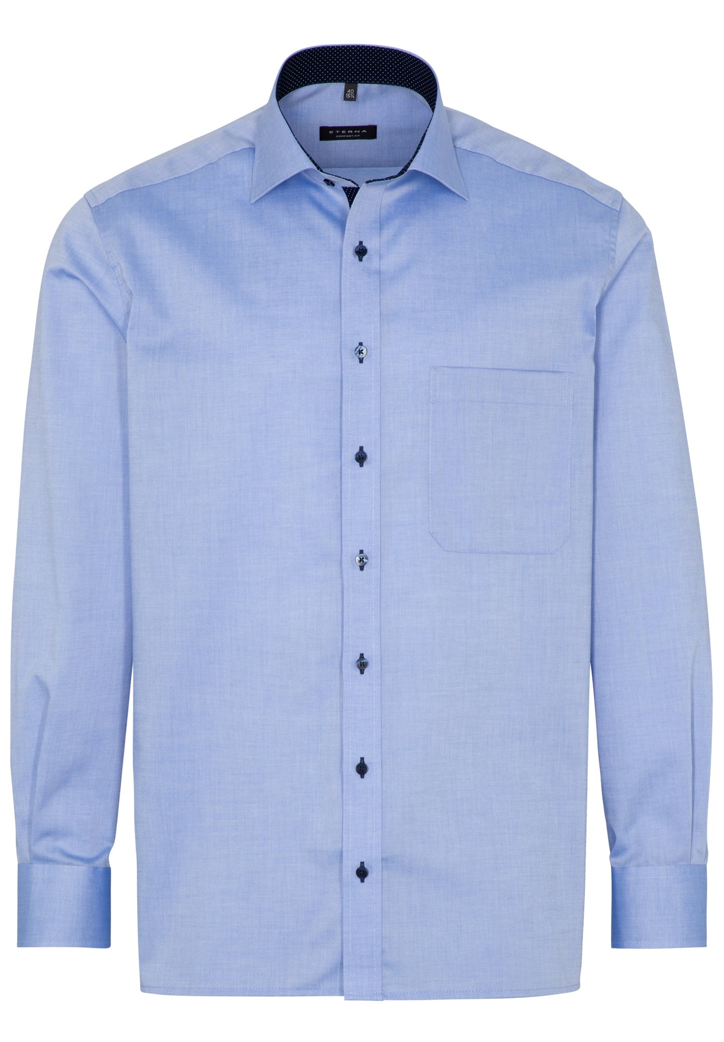 ETERNA LANGARM HEMD COMFORT FIT FEIN OXFORD MITTELBLAU MIT PATCHUNG