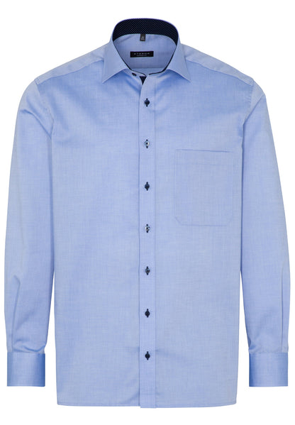 ETERNA LANGARM HEMD COMFORT FIT FEIN OXFORD MITTELBLAU MIT PATCHUNG