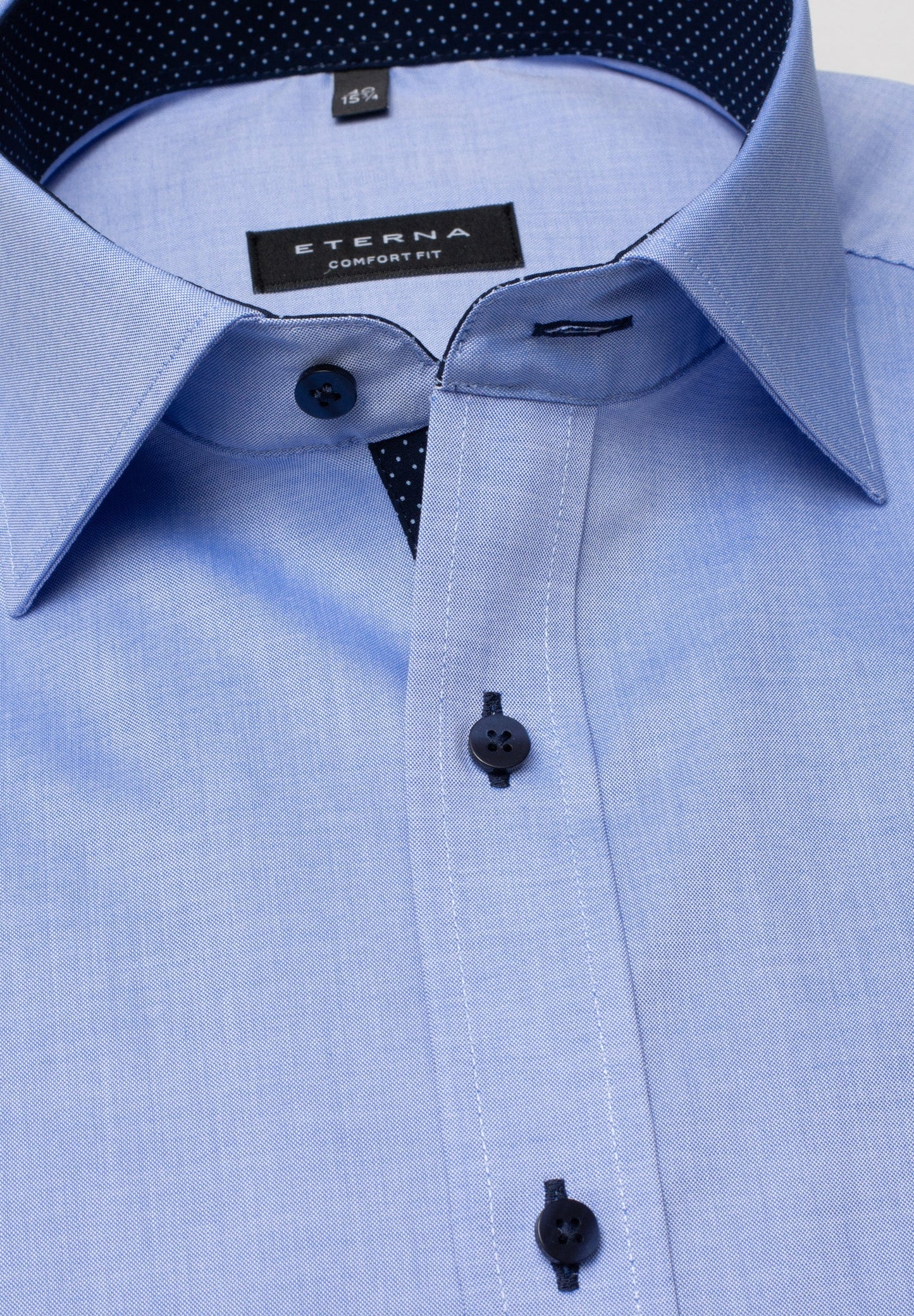 ETERNA LANGARM HEMD COMFORT FIT FEIN OXFORD MITTELBLAU MIT PATCHUNG