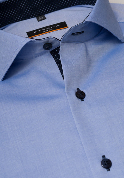 ETERNA LANGARM HEMD SLIM FIT FEIN OXFORD BLAU MIT PATCHUNG