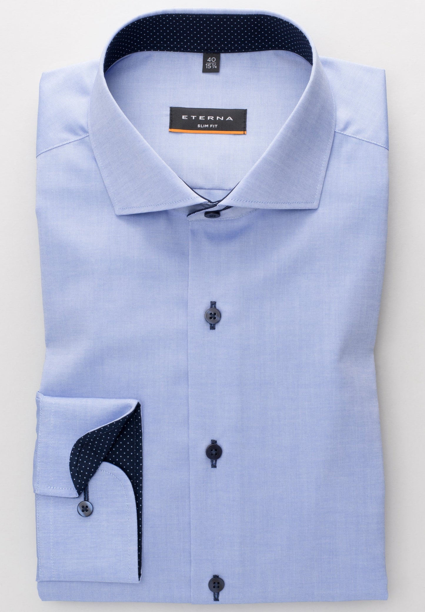 ETERNA LANGARM HEMD SLIM FIT FEIN OXFORD BLAU MIT PATCHUNG