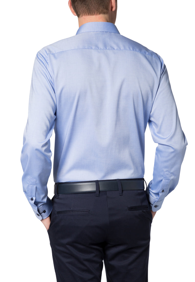 ETERNA LANGARM HEMD SLIM FIT FEIN OXFORD BLAU MIT PATCHUNG