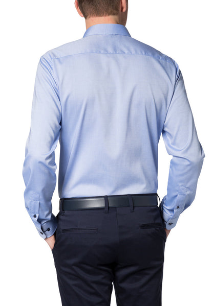 ETERNA LANGARM HEMD SLIM FIT FEIN OXFORD BLAU MIT PATCHUNG