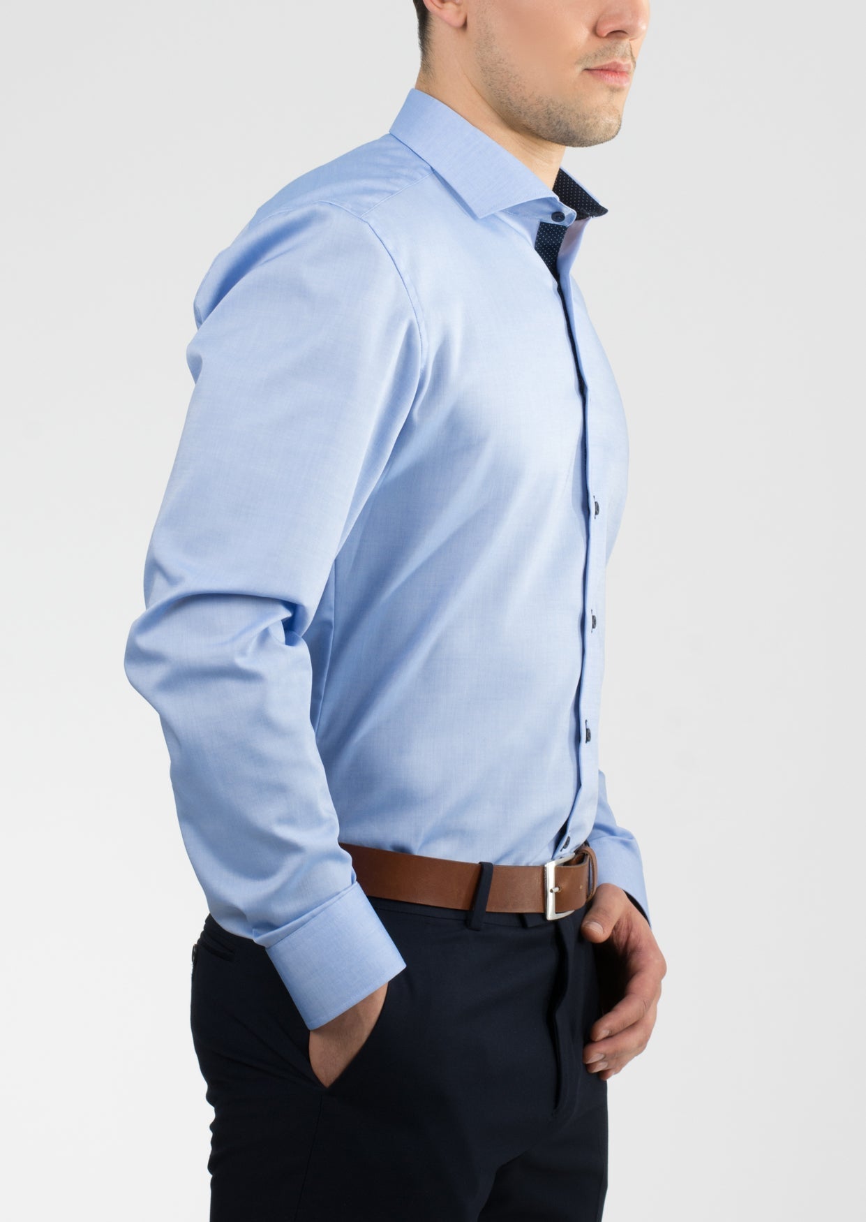 ETERNA LANGARM HEMD SLIM FIT FEIN OXFORD BLAU MIT PATCHUNG