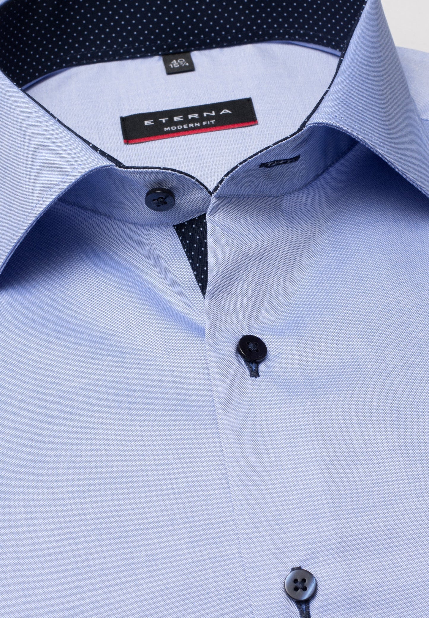 ETERNA LANGARM HEMD MODERN FIT FEIN OXFORD HELLBLAU MIT PATCHUNG