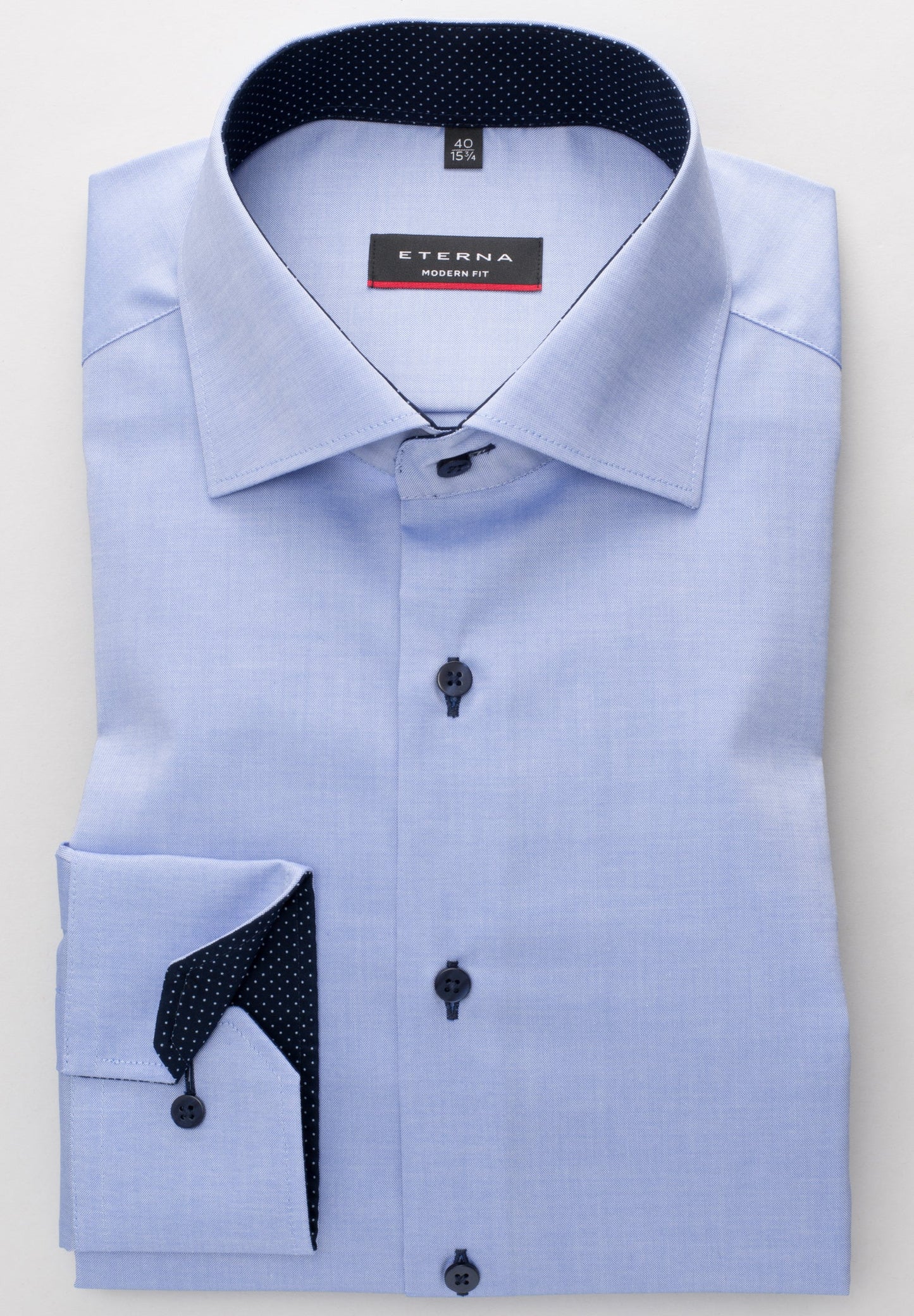 ETERNA LANGARM HEMD MODERN FIT FEIN OXFORD HELLBLAU MIT PATCHUNG