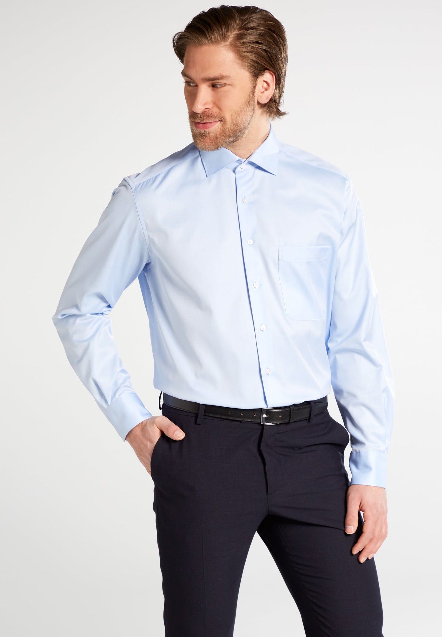 ETERNA LANGARM HEMD COMFORT FIT COVER SHIRT TWILL HELLBLAU