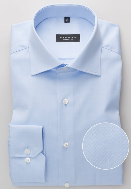 ETERNA LANGARM HEMD COMFORT FIT COVER SHIRT TWILL HELLBLAU