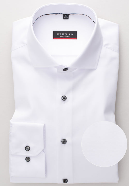 ETERNA LANGARM HEMD MODERN FIT COVER SHIRT TWILL WEISS